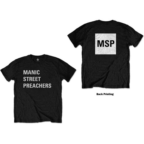 Manic Street Preachers Unisex T-Shirt Block Logo (Black) (Back Print)