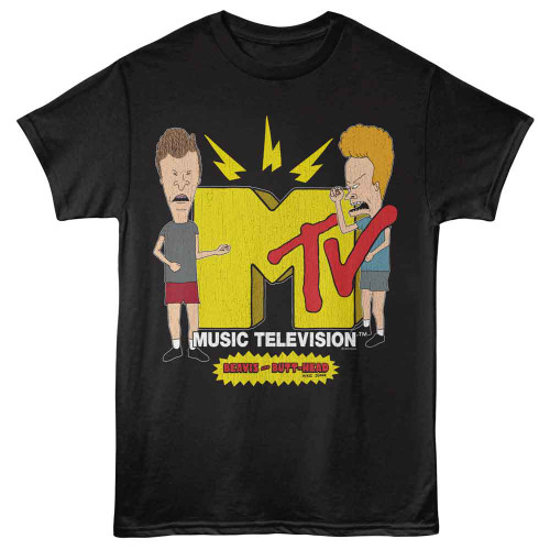 Beavis And Butt-Head Rockin To MTV Black T-Shirt