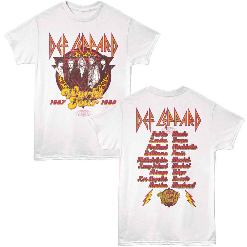 Def Leppard 1987 88 World Tour F B White Adult T-Shirt