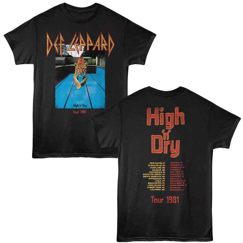 Def Leppard High N Dry 81 Black Adult T-Shirt
