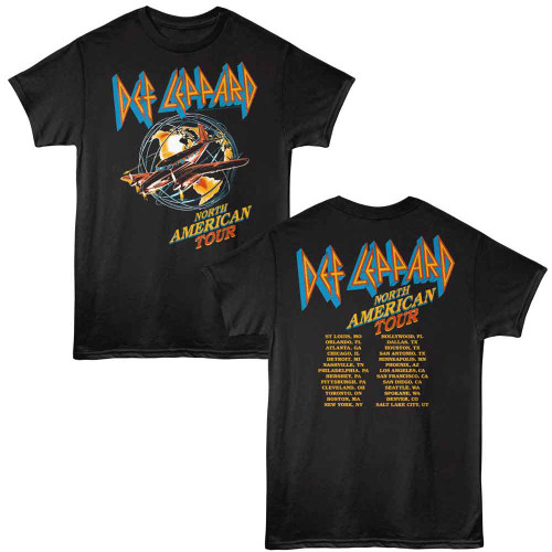Def Leppard NA Tour Plane Black Adult T-Shirt