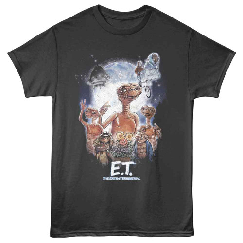 E.T. The Extra Terrestrial Multiple Et With Moon Smoke T-Shirt