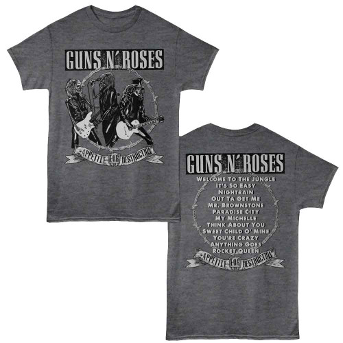 Guns N Roses Appetite Songs Black Heather Adult T-Shirt