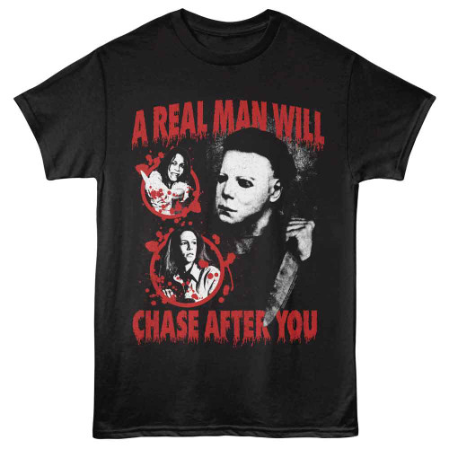 Halloween A Real Man Black T-Shirt