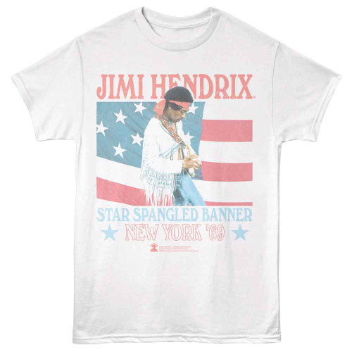 Jimi Hendrix Star Spangled 69 White T-Shirt