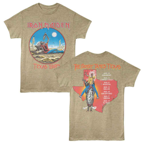 Iron Maiden Texas 1982 F B Khaki Heather Adult T-Shirt