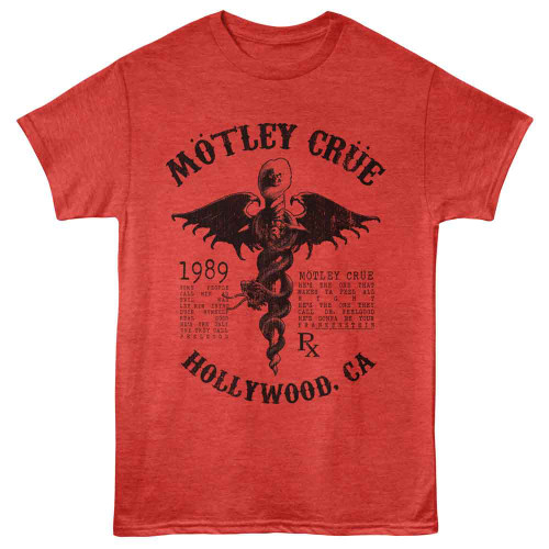 Motley Crue 1989 Hollywood Red Heather T-Shirt