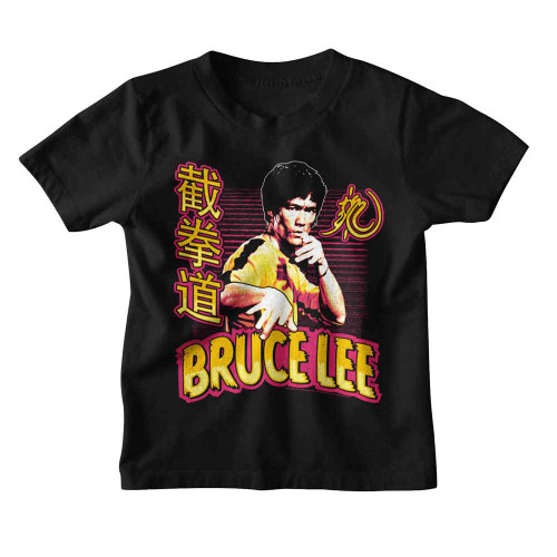Bruce Lee Bright Action Black Youth T-Shirt