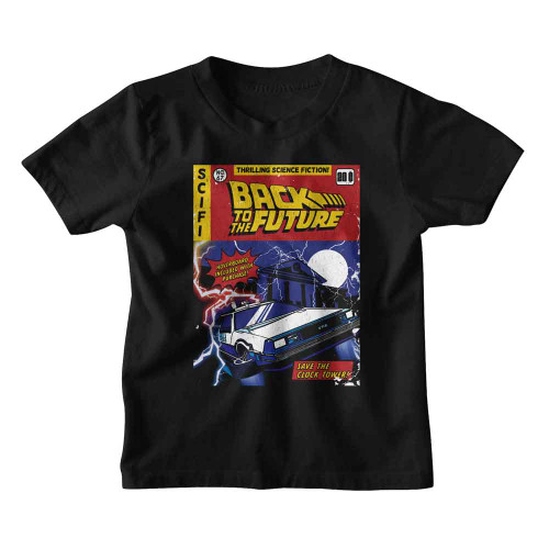 Back To The Future Comic Cover Black Youth T-Shirt
