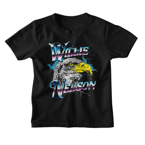 Willie Nelson Eagle Chrome Vintage Black Youth T-Shirt