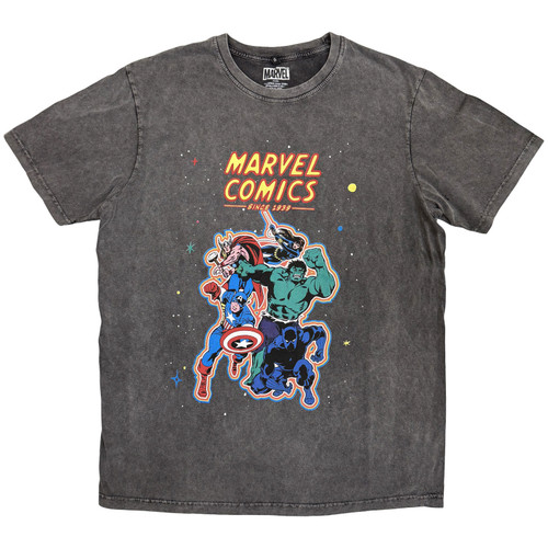 Marvel Comics Unisex Stone Wash T-Shirt Avengers (Charcoal Grey)