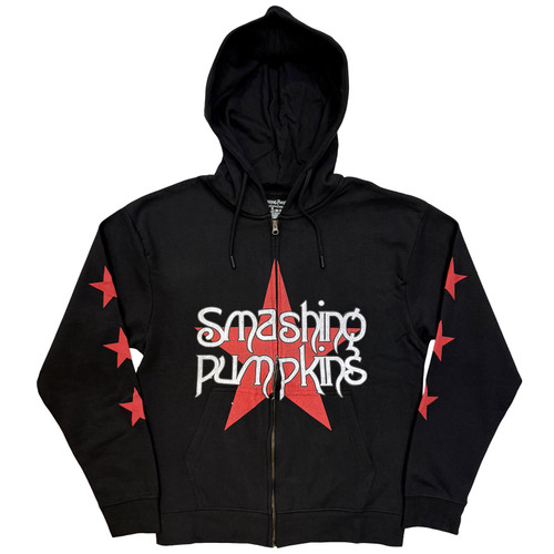 Smashing Pumpkins Unisex Zipped Hoodie Sweatshirt Star Logo (Black)