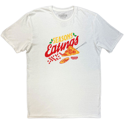 Stranger Things Unisex T-Shirt Season Of Eating Pizza (White)