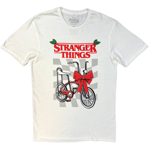 Stranger Things Unisex T-Shirt Christmas Bike (White)