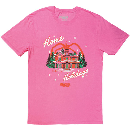 Stranger Things Unisex T-Shirt Home Holidays (Pink)