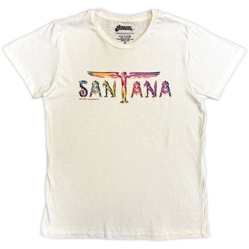 Santana Unisex T-Shirt Angel Wings Logo (White)