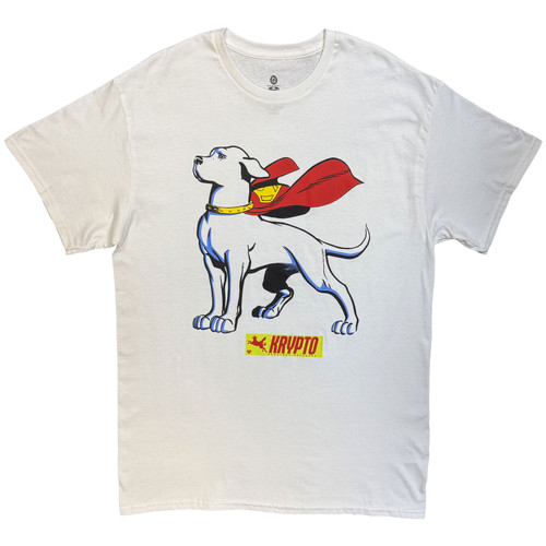 DC Comics Unisex T-Shirt Superman Krypto Cape (White)
