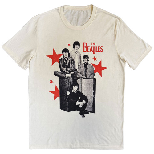 The Beatles Unisex T-Shirt Red Stars (Natural)
