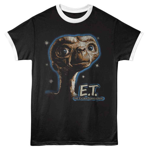 E.T. The Extra Terrestrial Portrait Black White Ringer T-Shirt