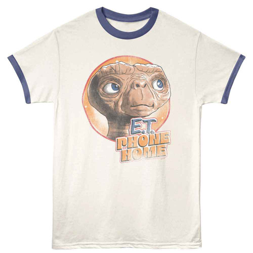 E.T. The Extra Terrestrial Phone Home Vintage White India Ink Ringer T-Shirt