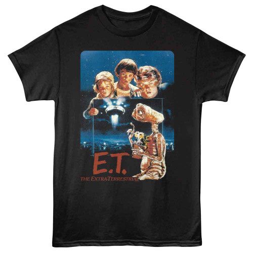 E.T. The Extra Terrestrial Fam Poster Black T-Shirt