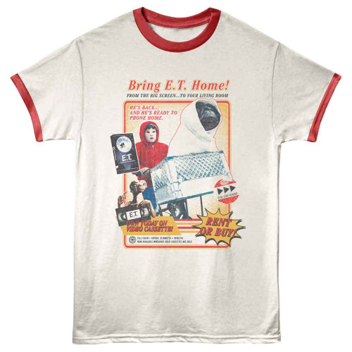 E.T. The Extra Terrestrial Bring E.T. Home Vintage White Rio Red Ringer T-Shirt