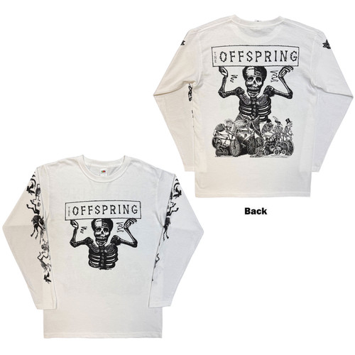 The Offspring Unisex Long Sleeve T-Shirt Skeletons (White) (Back Print)