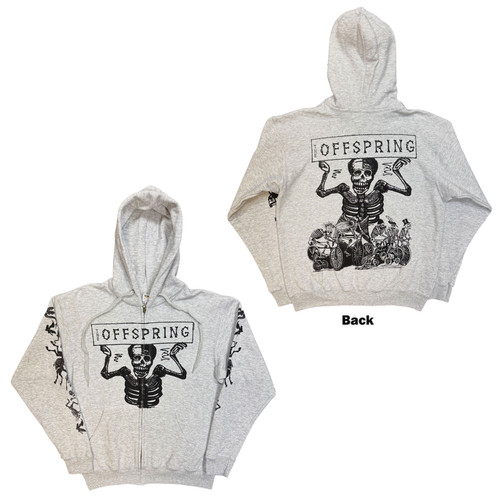 The Offspring Unisex Zipped Hoodie Sweatshirt Skeletons (Black) (Back Print)