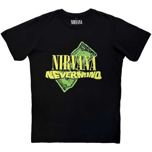 Nirvana Unisex Carbon T-Shirt Nevermind Dollar (Black)