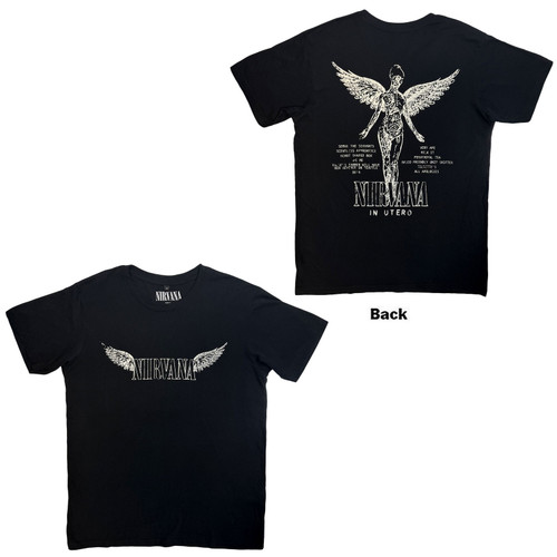 Nirvana Unisex Carbon T-Shirt In Utero Tracklist (Black) (Back Print)