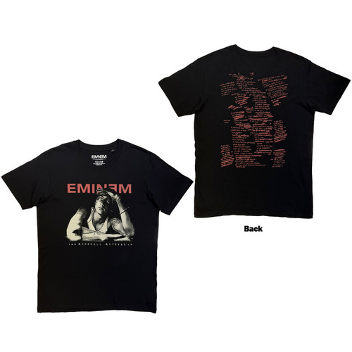 Eminem Unisex T-Shirt Eminem Script Lyrics (Black) (Back Print)