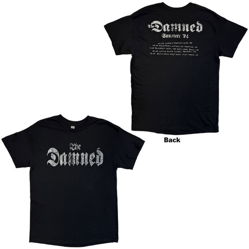 The Damned Unisex T-Shirt Distressed Logo EU Tour Summer 24 (Black) (Back Print) (Ex-Tour)