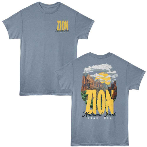 National Parks Circle Mtns Zion F B Indigo Heather T-Shirt