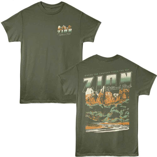 National Parks Canyons Touch Sky F B Military Green T-Shirt