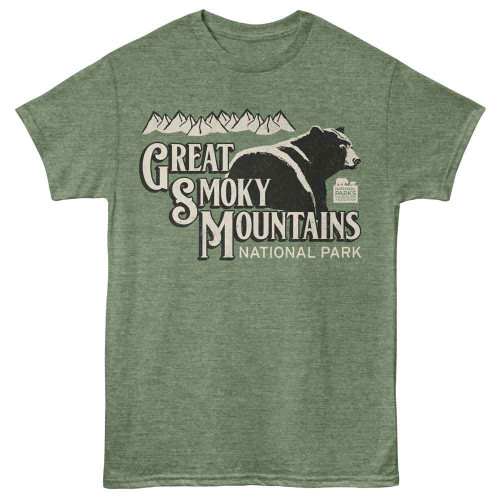 National Parks Lounging Bear Military Green Heather T-Shirt