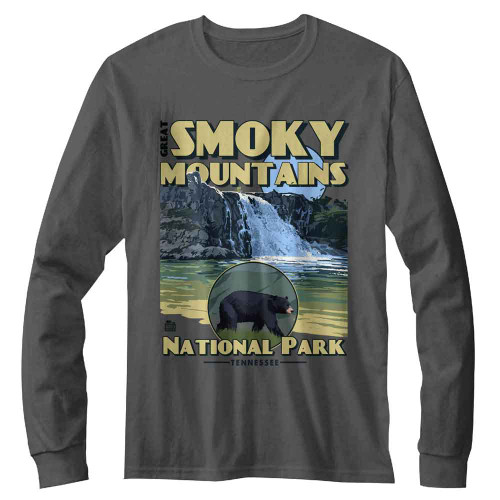National Parks Bear Circle Charcoal Gildan Long Sleeve Shirt