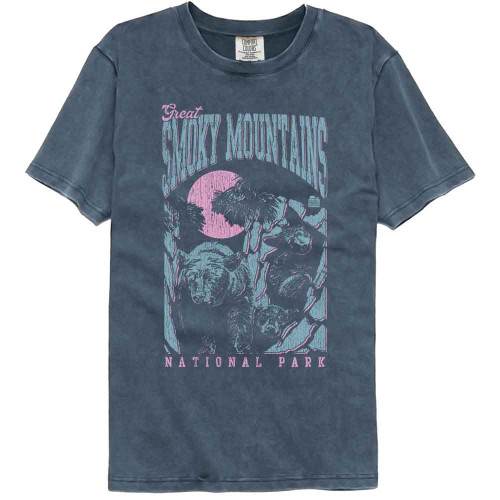 National Parks Bear Family Denim Comfort Colors T-Shirt