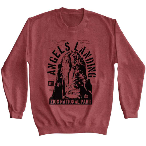 National Parks Angels Landing Ut Vintage Red Heather Sweatshirt