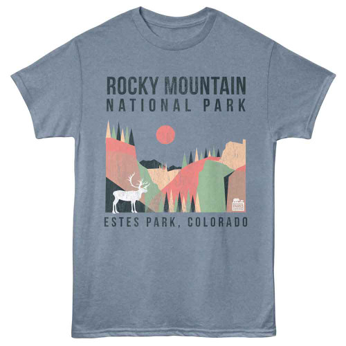 National Parks Estes Geometric Indigo Heather T-Shirt