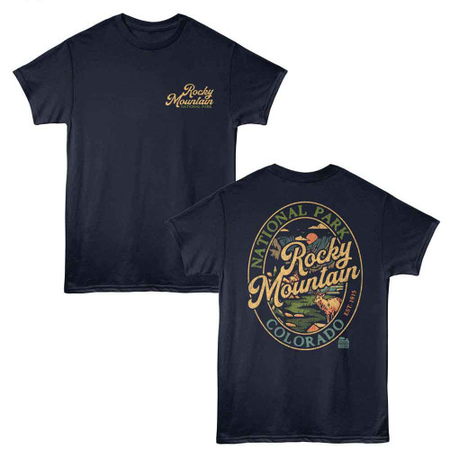National Parks Rocky Mtn Oval Navy T-Shirt