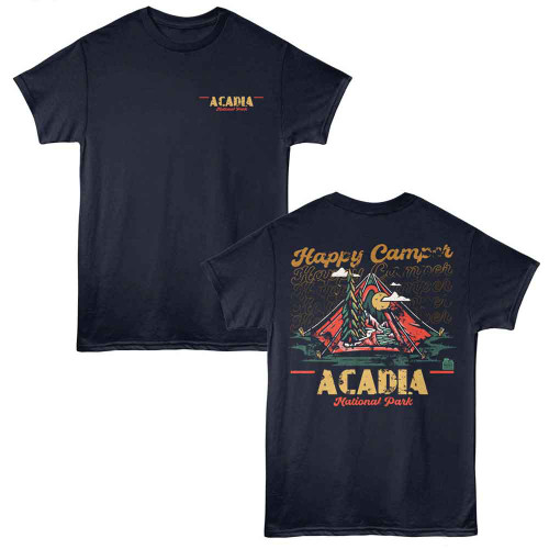 National Parks Acadia Happy Camper Navy T-Shirt