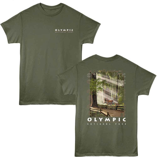 National Parks Repeat Text Military Green T-Shirt