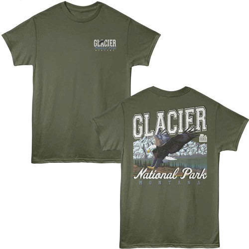 National Parks Glacier Eagle Military Green T-Shirt