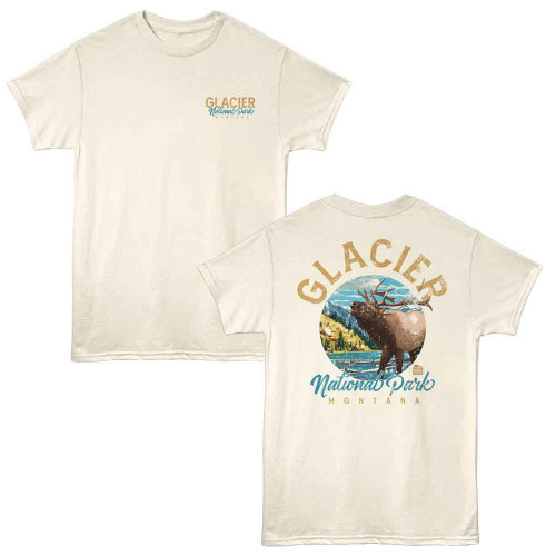 National Parks Glacier Moose Circle Natural T-Shirt