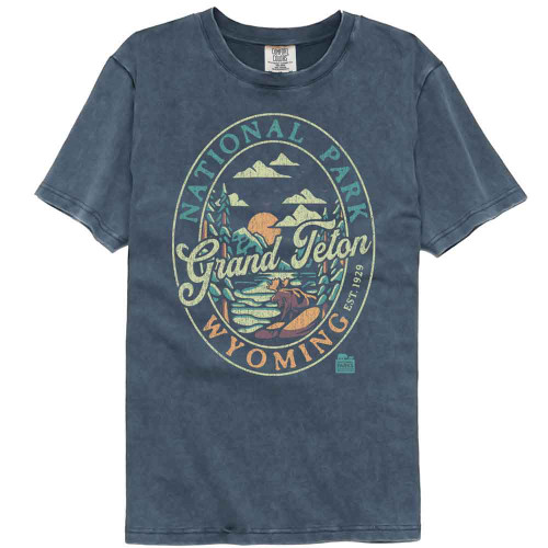 National Parks Grand Teton Oval Denim Comfort Colors T-Shirt