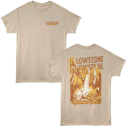 National Parks Yellowstone Waterfall F B Sand T-Shirt