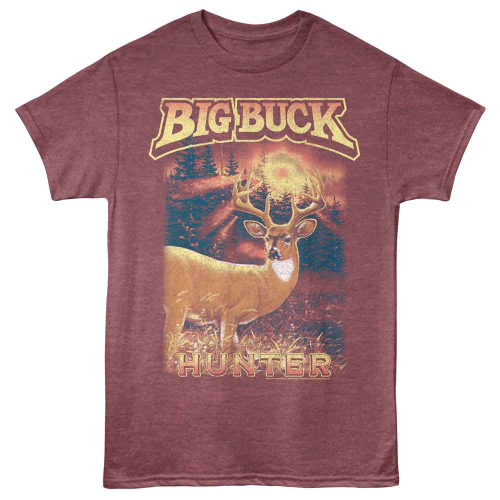 Big Buck Hunter Soft Colors Vintage Maroon Heather T-Shirt