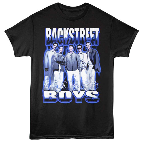 Backstreet Boys Blue Glow Black T-Shirt
