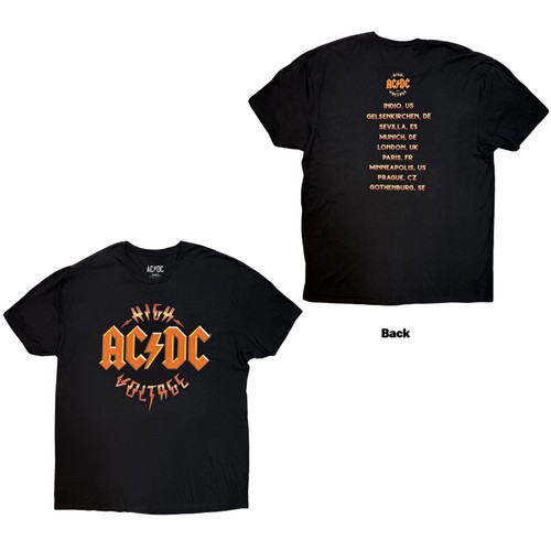 AC/DC Unisex T-Shirt High Voltage World Tour '25 (Black) (Back Print & Ex-Tour)