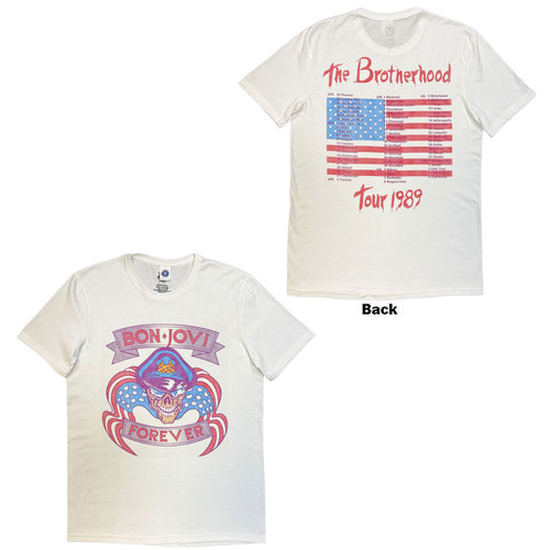 Bon Jovi Unisex T-Shirt The Brotherhood (White) (Back Print)